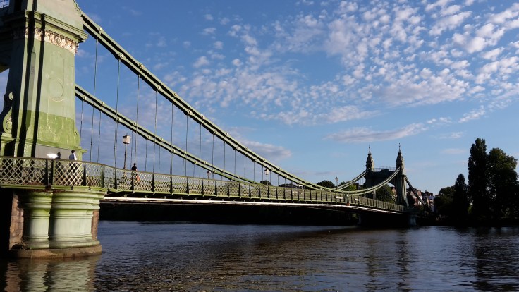 Hammersmith Bridge seen from Thames Path